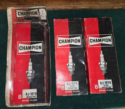3 Boxes of CHAMPION Spark Plugs RJ-18Y8 12126 Resistor 24 plugs in all - Image 1 of 4