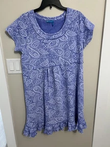 Vestido para mujer Fresh Produce manga corta talla grande 1X, azul, 100 % algodón - Imagen 1 de 6
