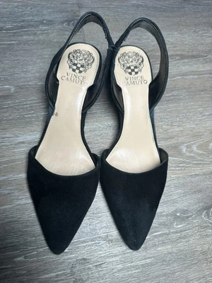 Vince Camuto Hamden Suede Mid Heel Pointed Toe Slingback Pump  - Image 1 of 4