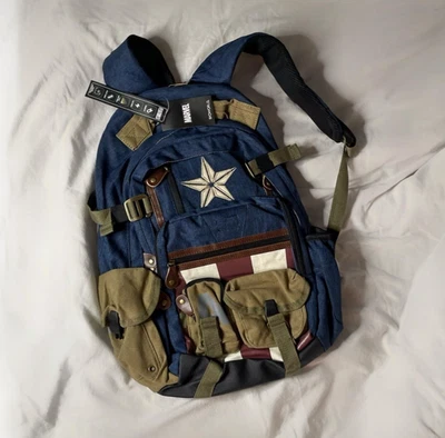 Zaino Marvptain America Backpack Avengers Zipper Shoulder Bag Rucksack Schoolbag - Imagen 1 de 4