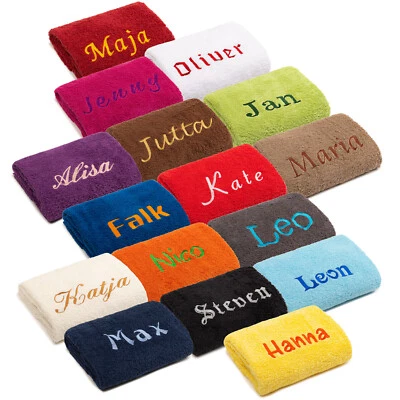 BESTICKEN mit Namen Gästetuch Handtuch Duschtuch Badetuch Saunatuch BESTICKT - Bild 1 von 3