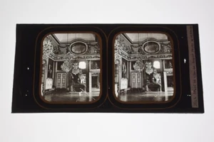 Versailles Interior France c1860s Gilt Bordered Glass Stereoview - Foto 1 di 1