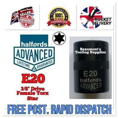 E20 Halfords Advanced Black Edition Torx Female Torx 3/8 Socket Tool FREE POST - Image 1 of 3