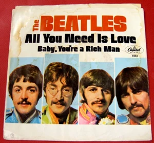 Beatles "ALL YOU NEED IS LOVE "1967, Capitol 5964 Vintage Picture sleeve. VG+ - Imagen 1 de 3