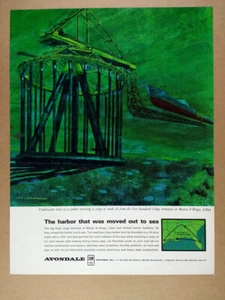 1963 Avondale Shipyards Esso Libya Terminal oil tanker loading art vintage Ad - Photo 1/1