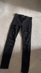 River Island Black Molly Ripped Jeans Size 10 - Picture 1 of 4