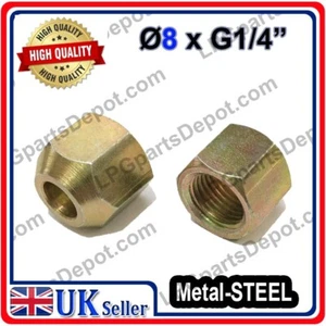 1/4" x D8 copper pipe STEEL FEMALE NUT with olive :: connector joiner - Picture 1 of 3