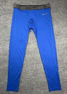 Nike Pro Training Mens Royal Blue Stretch Dri Fit Leggings Size 3XL - 29” Inseam - Picture 1 of 9