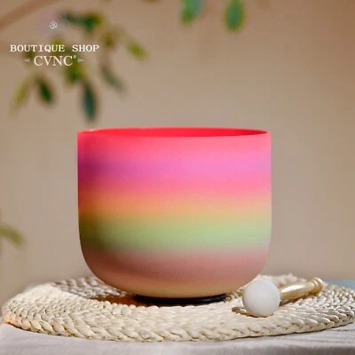 CVNC 432Hz 8" C Root Rainbow Chakra Crystal Singing Bowl Sound Heal Reiki Bath - Image 1 of 4