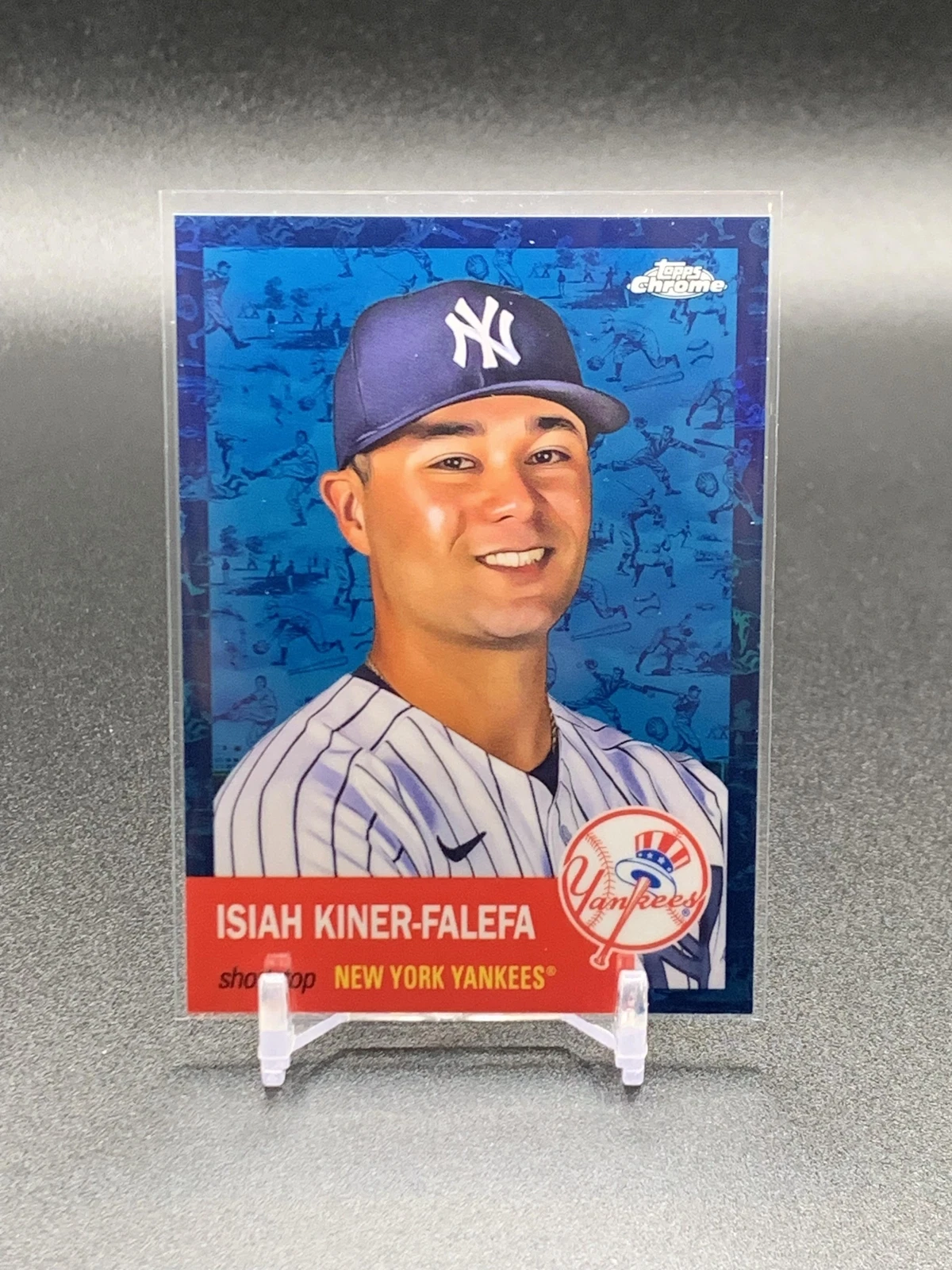 2022 Topps Chrome Platinum Anniversary Isiah Kiner-Falefa Blue Refractor /199