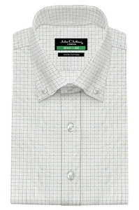 Camisa clásica con cuello polo con botones a cuadros granate para hombre formal ropa de oficina - Imagen 1 de 9