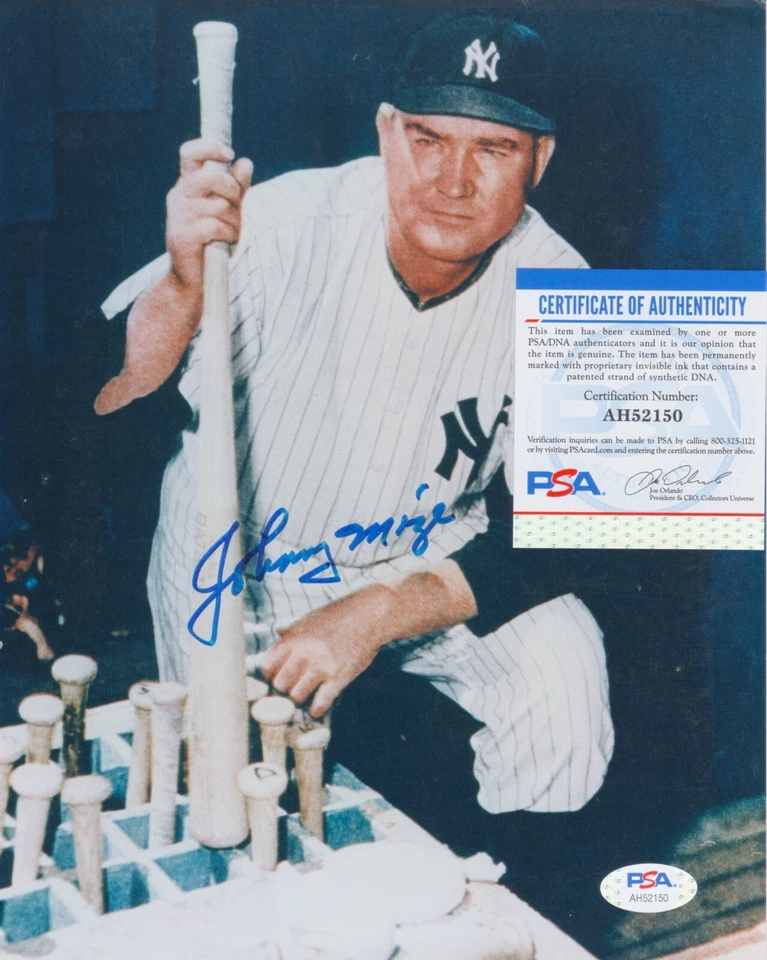 Johnny Mize New York Yankees Signed Autograph 8 x 10 Photo PSA DNA - Image 1 of 1