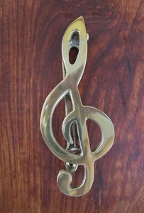 "G-clef" brass door knocker - Picture 1 of 4