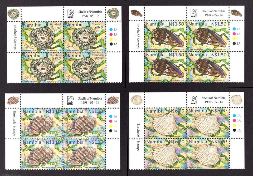 M25894 Namibia 1998 SG795/8 Carcasas en PLACA (1A) y bloques IMPRESIÓN de 4. UMM Foto 1 de 1