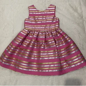 Gymboree Dressed Up Girls Dress Sz 5 Bright Pink With Silver & Gold Shimmer EUC - Picture 1 of 4