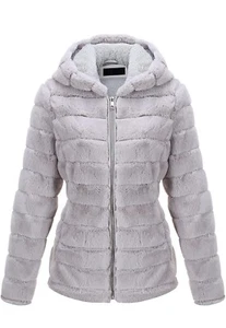 Giolshon Women Faux Fur Fleece Shearling Coat Fall & Winter Fashion Jacket Hood - Picture 1 of 4