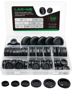 58 Stück 6 Größen Gummitüllen doppelseitig rund Gummilochstopfen Tülle - Bild 1 von 7