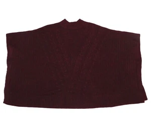 Vera Wang Poncho M/L Womens Sweater Top Burgundy Cable Knit Cozy Office Casual - Picture 1 of 11