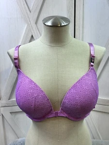38D Victoria's Secret sexy T-Shirt Frontverschluss Spitze Push-Up BH Gänseblümchen lila - Bild 1 von 8