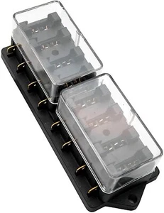 8-WAY ATC AUTO FUSE HOLDER BOX 8 IN 8 OUT POWER DISTRIBUTION PANEL WITH FUSES - Picture 1 of 12