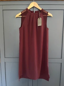 Vestido ALL SAINTS Jay Talla S Pequeño Borgoña Mini Se Ajusta a 8 10 Semi Transparente NUEVO - Imagen 1 de 6