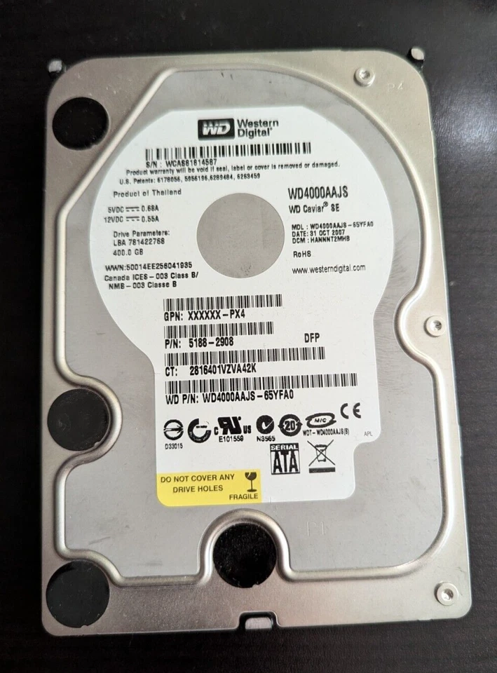 Western Digital Caviar SE WD4000AAJS 400 GB SATA / 7200 RPM - Image 1 of 2