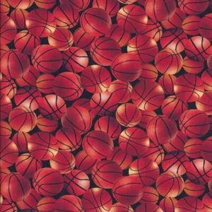Basketball Balls on Black Game Day Sport Quilting Fabric 1/2 Metre - Picture 1 of 1