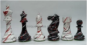 4.1" Texture Painted Staunton Chess Pieces Only Set - Weighted Boxwood - Picture 1 of 4