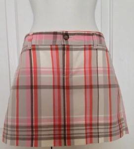 Old Navy Madras Style Plaid Mini Skirt Pink Khaki Size 4 Juniors Women’s - Picture 1 of 4