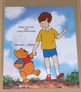 DISNEY Winnie the Pooh & Christopher Robin - c3000 Stamp from Ghana + COA - Picture 1 of 1