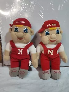 Nebraska Huskers/Cornhuskers 2 Lil' Red Bean Bag Football Mascot Plush NWOT - Picture 1 of 5