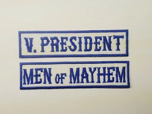 Pair of Sons of anarchy iron on or sew on Patches V President Mayhem SAMCRO SOA - Picture 1 of 2