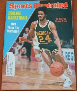 11-29-76 DEPORTES ILUSTRADO NCAA BALONCESTO MICHIGAN VERDE RICKEY EN LA CUBIERTA - Imagen 1 de 1