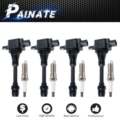 4X Ignition Coils +Spark plug For 2002-2006 Nissan Altima Sentra L4 2.5L UF350 - Imagem 1 de 4