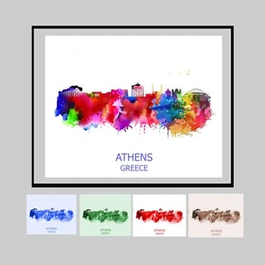 Canvas Athens Greece Skyline Cityscape Art Giclee Print Poster & Canvas Wrap - Picture 1 of 10