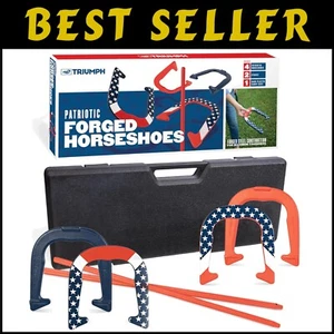 Durable Forged Steel Horseshoes & Stakes Set - Perfect for Parties & Gatherings - Picture 1 of 11