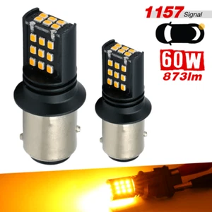 2x BAY15D 1157 LED Yellow Light bulbs for Turn Signal Parking lights - Picture 1 of 6