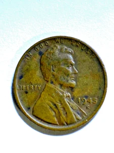 1945-S Lincoln Wheat Penny Mark, L on rim, S too close Make Offers 22104 - Picture 1 of 4