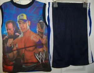WWE John Cena Team Wrestling 2 Piece Shorts & Shirt Set Boys Size 4 / 5 NWT  - Picture 1 of 1