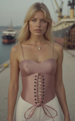 Women Salmon Pink Wide Faux Silk Fabric Elastic Band Corset Belt Adjustable S M - Image 1 of 4