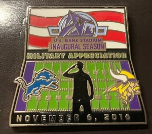 Minnesota Vikings v Detroit Lions 2016 Game Day Pin US Bank Inaugural Season - Picture 1 of 1