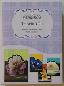 BOX 12 Christian THANK YOU Diecut Greeting Cards with Bible Scripture Verse - Picture 1 of 9