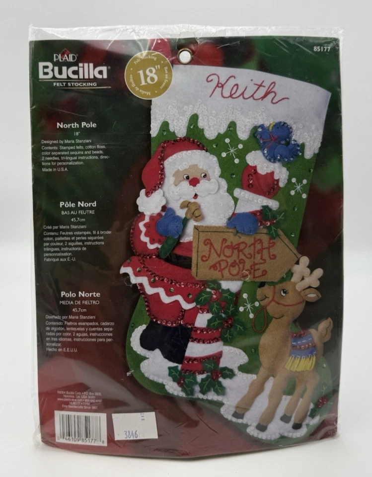 Bucilla North Pole Felt Stocking Kit 2004 Christmas Santa M Stanziani 004 C1