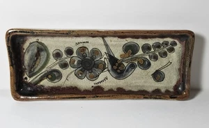 Ken Edwards Tonala Keramik 7 Zoll rechteckiges Tablett Vogel, Schmetterling & Blumen - Bild 1 von 5