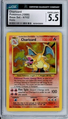 1999 POKEMON BASE SET #4 CHARIZARD HOLO CGC 5.5 - Image 1 of 2