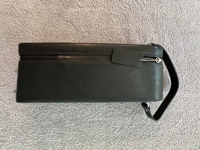 Genuine Leather Wine Bottle Travel Case Carrier Black w/ Strap | Padded Lining | - Image 1 of 4