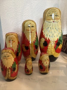 Weihnachtsmann Holz verschachtelte Puppen 5er Set Vintage Weihnachten A5 - Bild 1 von 7