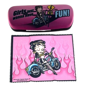 Betty Boop Biker Eyeglass Hard Case Lens Cloth Licensed Eye Sun Glasses Padded - Picture 1 of 4