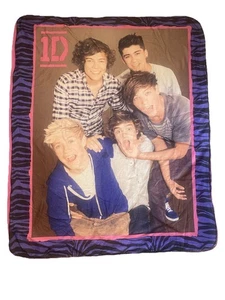 Vintage 1D One Direction Fleece Blanket with Pink and Purple Accents - Picture 1 of 13