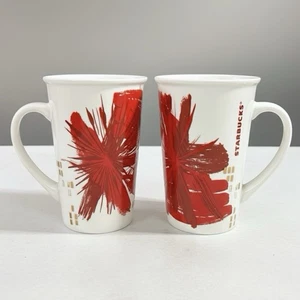 Tazze da caffè Starbucks Natale 2014 set di 2 tazze natalizie Poinsettia 12 once tazze - Foto 1 di 6